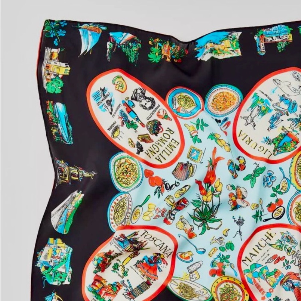 Urban Outfitters Multicolor Graphic Italian Tourist Scarf